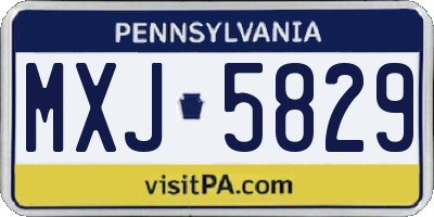 PA license plate MXJ5829