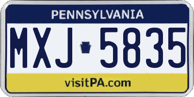 PA license plate MXJ5835