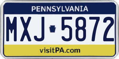 PA license plate MXJ5872