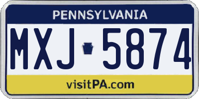 PA license plate MXJ5874