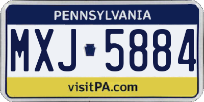 PA license plate MXJ5884