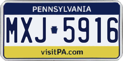 PA license plate MXJ5916