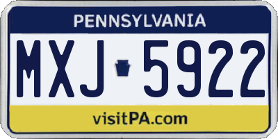 PA license plate MXJ5922