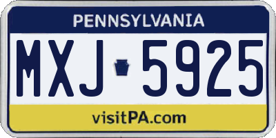 PA license plate MXJ5925