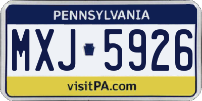 PA license plate MXJ5926