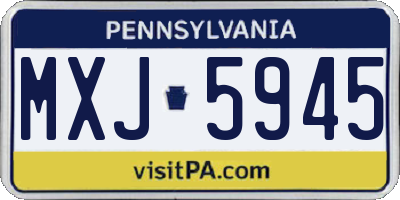 PA license plate MXJ5945