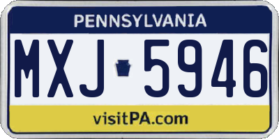 PA license plate MXJ5946