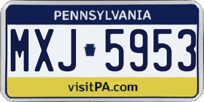 PA license plate MXJ5953