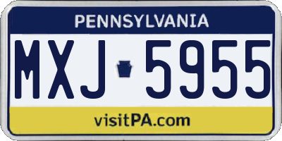 PA license plate MXJ5955