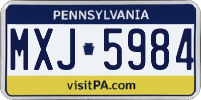 PA license plate MXJ5984