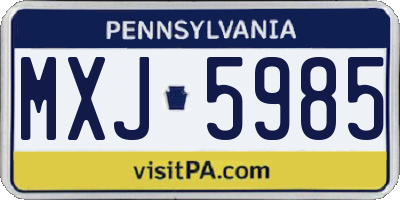 PA license plate MXJ5985