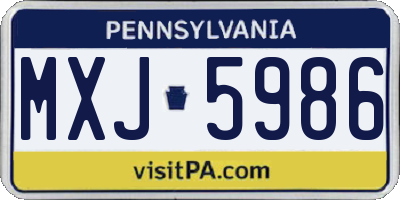 PA license plate MXJ5986