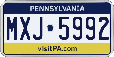 PA license plate MXJ5992