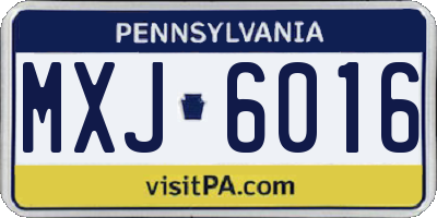 PA license plate MXJ6016