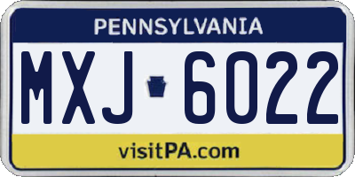 PA license plate MXJ6022