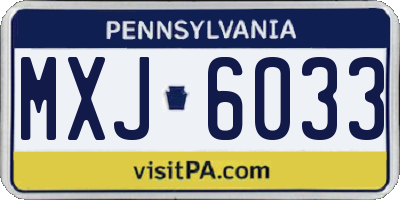 PA license plate MXJ6033