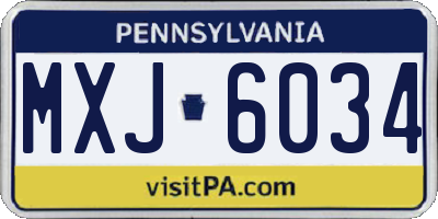 PA license plate MXJ6034