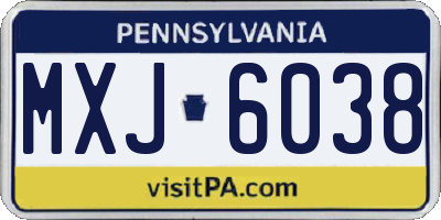 PA license plate MXJ6038