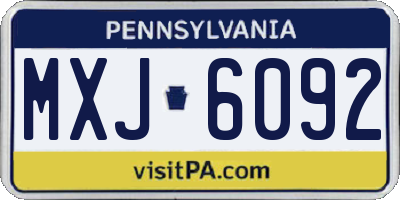 PA license plate MXJ6092