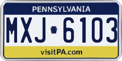 PA license plate MXJ6103