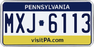 PA license plate MXJ6113