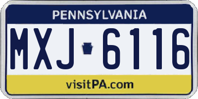 PA license plate MXJ6116