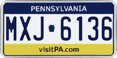 PA license plate MXJ6136