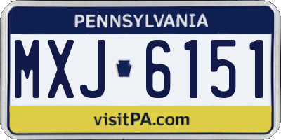 PA license plate MXJ6151