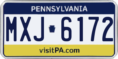 PA license plate MXJ6172
