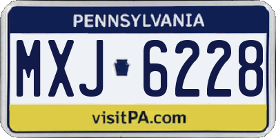 PA license plate MXJ6228