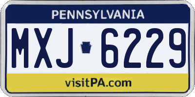PA license plate MXJ6229