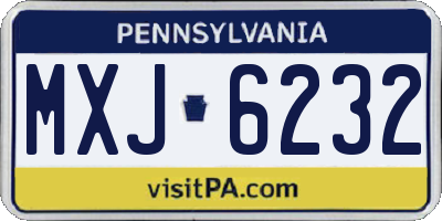 PA license plate MXJ6232