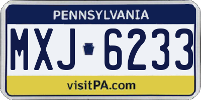 PA license plate MXJ6233