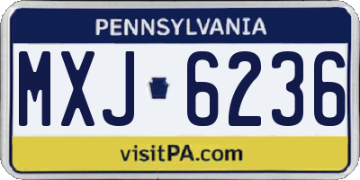 PA license plate MXJ6236