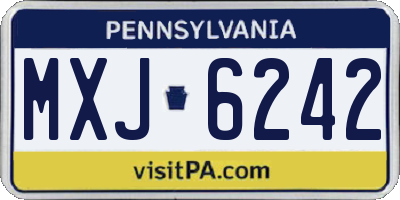 PA license plate MXJ6242