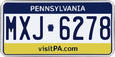 PA license plate MXJ6278