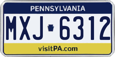 PA license plate MXJ6312