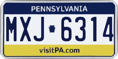 PA license plate MXJ6314