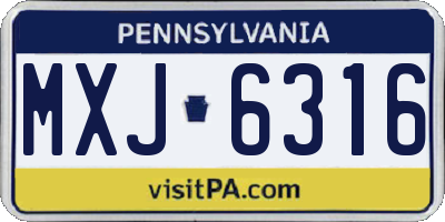PA license plate MXJ6316