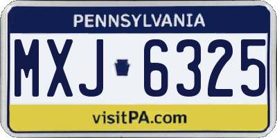 PA license plate MXJ6325