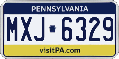 PA license plate MXJ6329