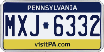 PA license plate MXJ6332