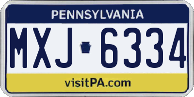 PA license plate MXJ6334