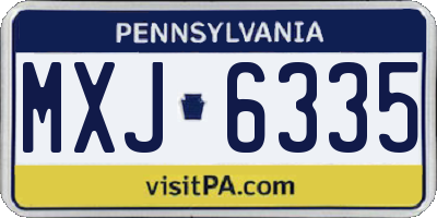 PA license plate MXJ6335
