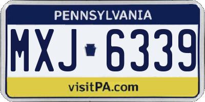 PA license plate MXJ6339