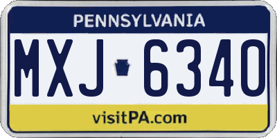 PA license plate MXJ6340