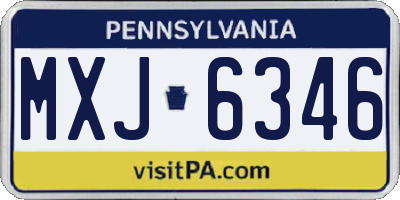 PA license plate MXJ6346