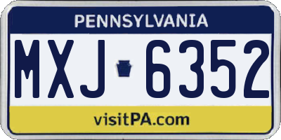 PA license plate MXJ6352
