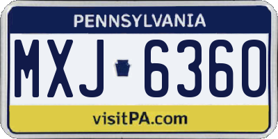 PA license plate MXJ6360