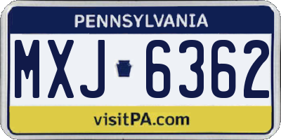 PA license plate MXJ6362